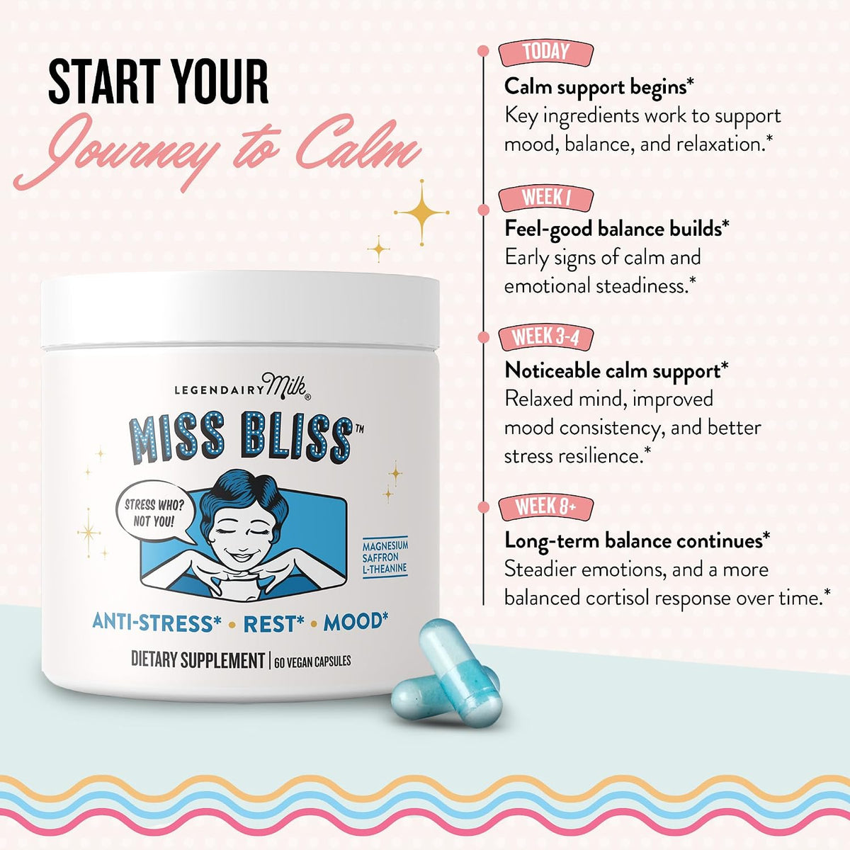 Legendairy Milk Miss Bliss premium non-drowsy stress relief formula for women
