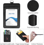 Will Well leather badge holder showing back card slot and finger groove