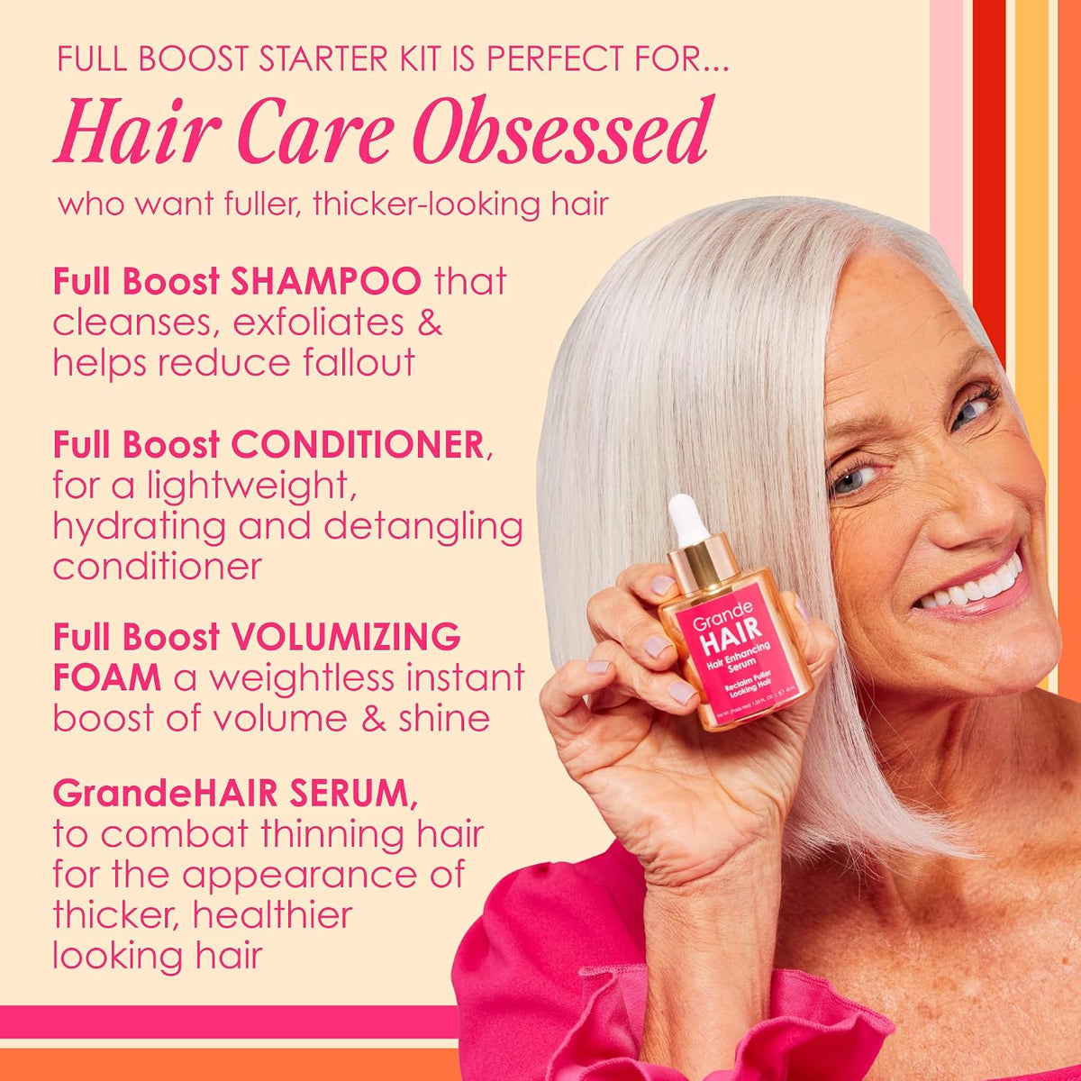 Grande Cosmetics GrandeHAIR collection set layout against a clean background
