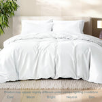 Bare Home white bedding packaging and components