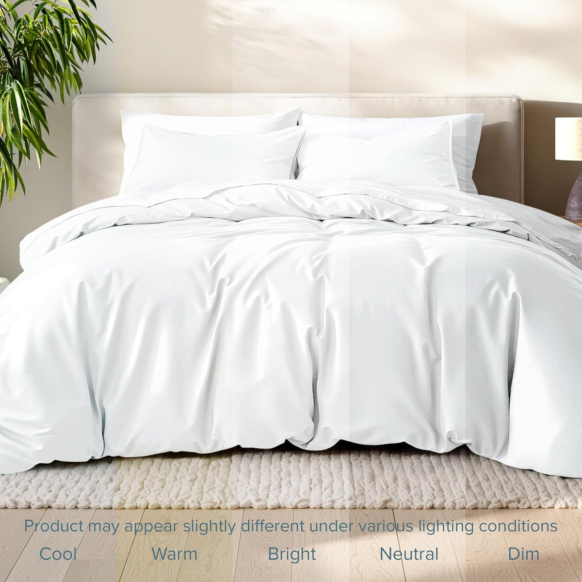 Bare Home white bedding packaging and components