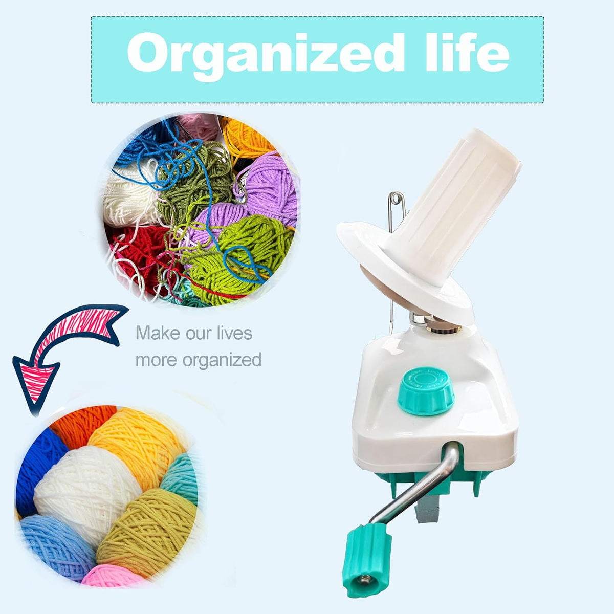 Fokanlo manual yarn winder crank and gear setup