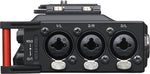 Tascam DR-70D top angle showing built-in stereo microphones