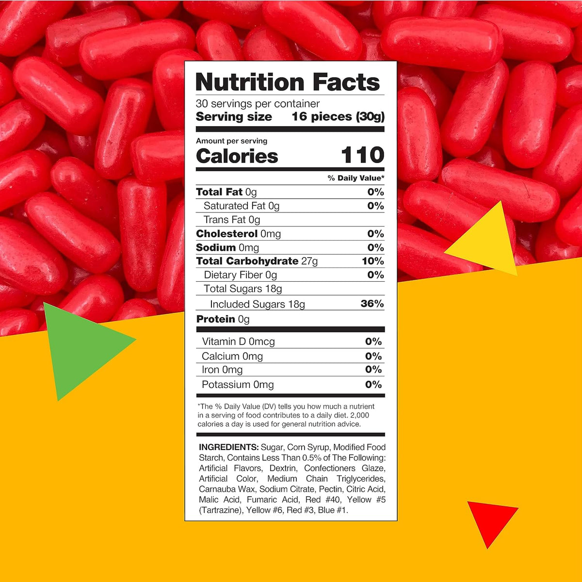 Close up of red Hot Tamales cinnamon candies texture