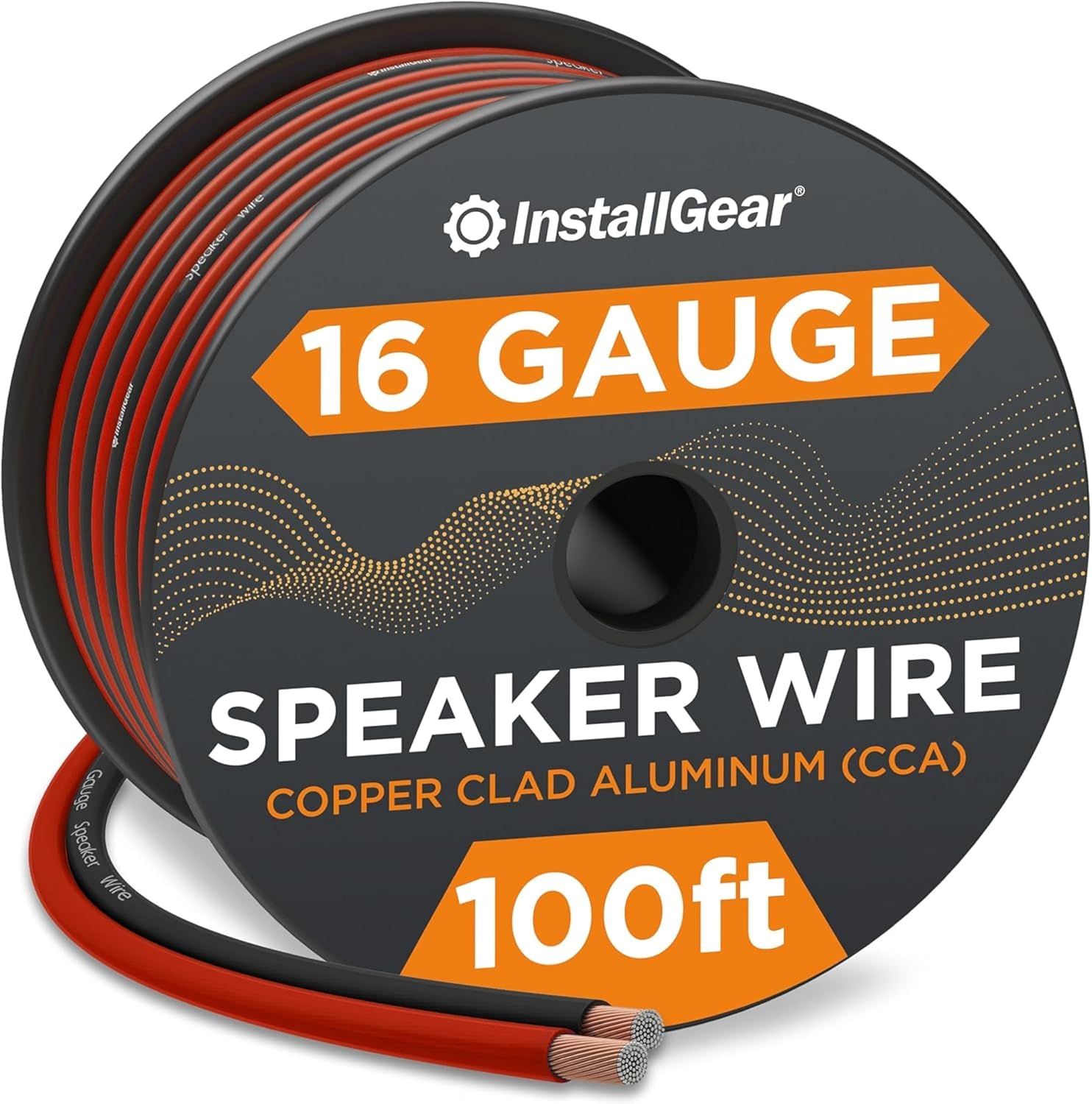 InstallGear 16 gauge speaker wire 100 feet spool front view