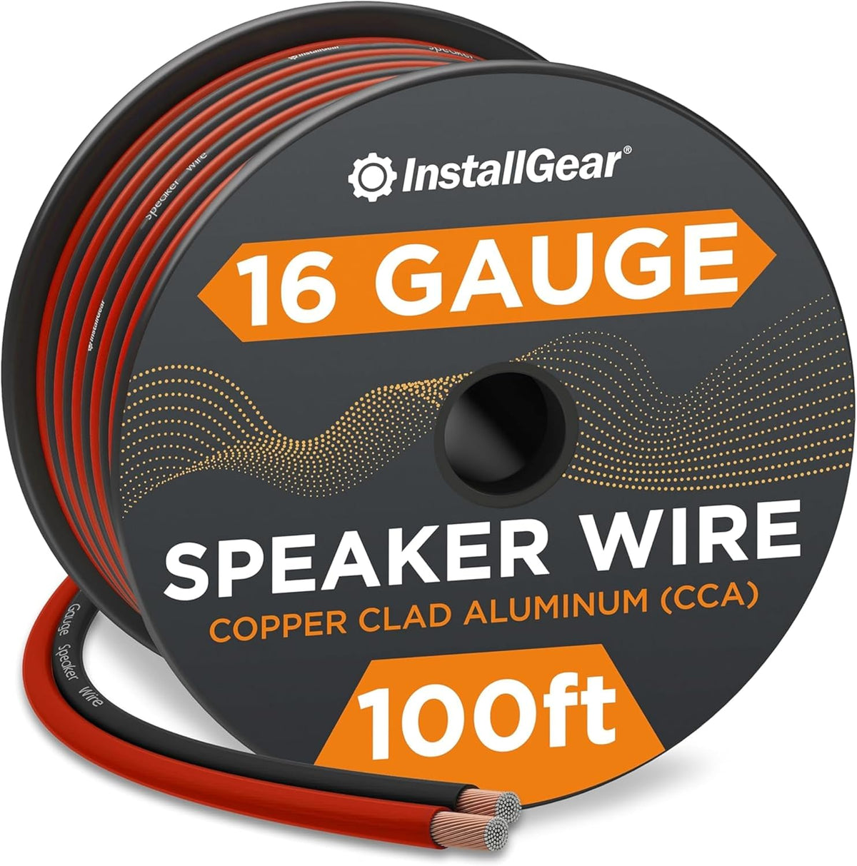 InstallGear 16 gauge speaker wire 100 feet spool front view