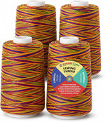 Mandala Crafts rainbow polyester serger threads front view