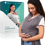 Koala Babycare Baby Carrier Wrap front view showing anthracite t-shirt style design on a parent.
