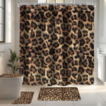 LIGHTINHOME leopard print shower curtain set front view with matching rugs