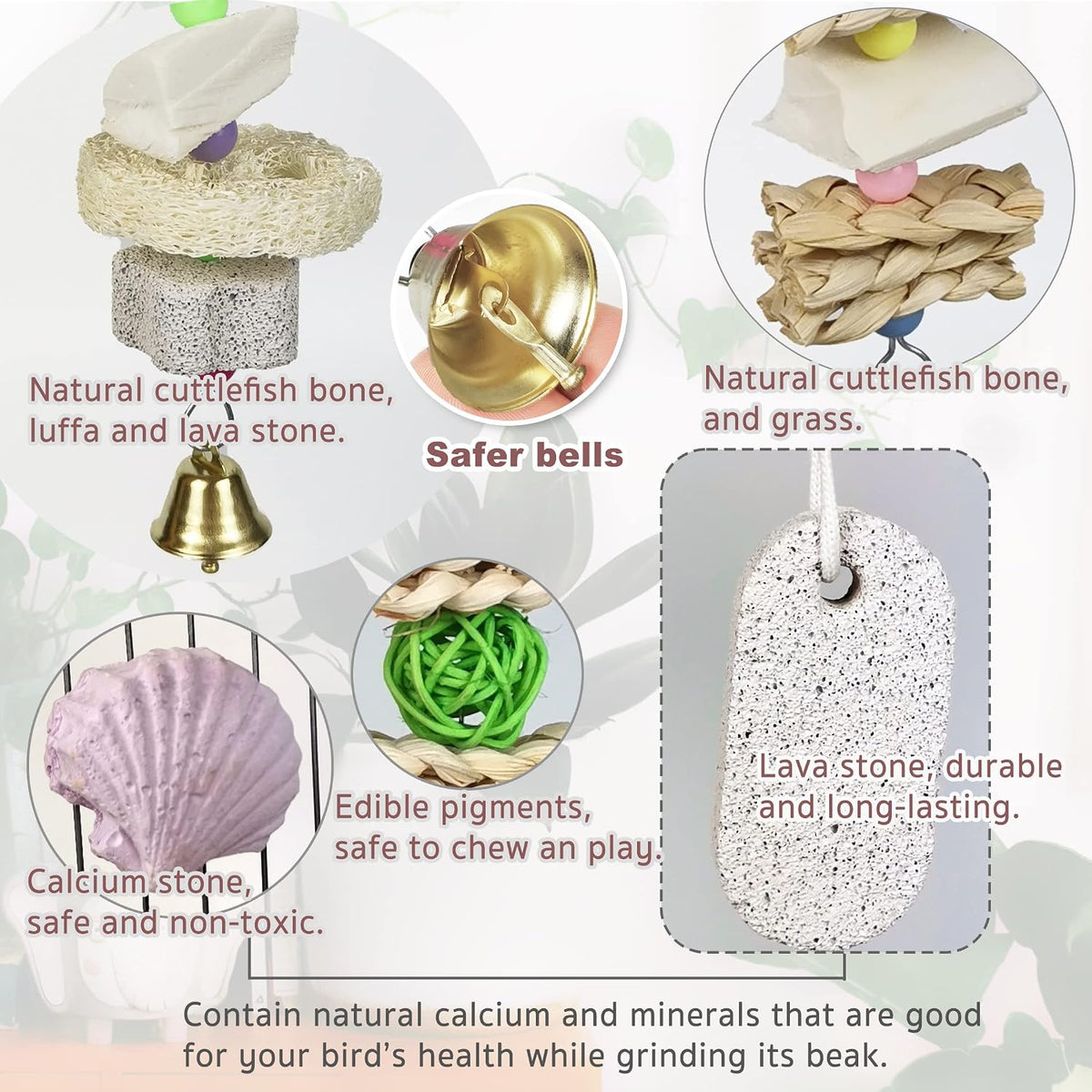 Natural wooden bird perch stand attachment detail