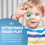 Educational pretend play setup featuring diverse career action figures for kids.