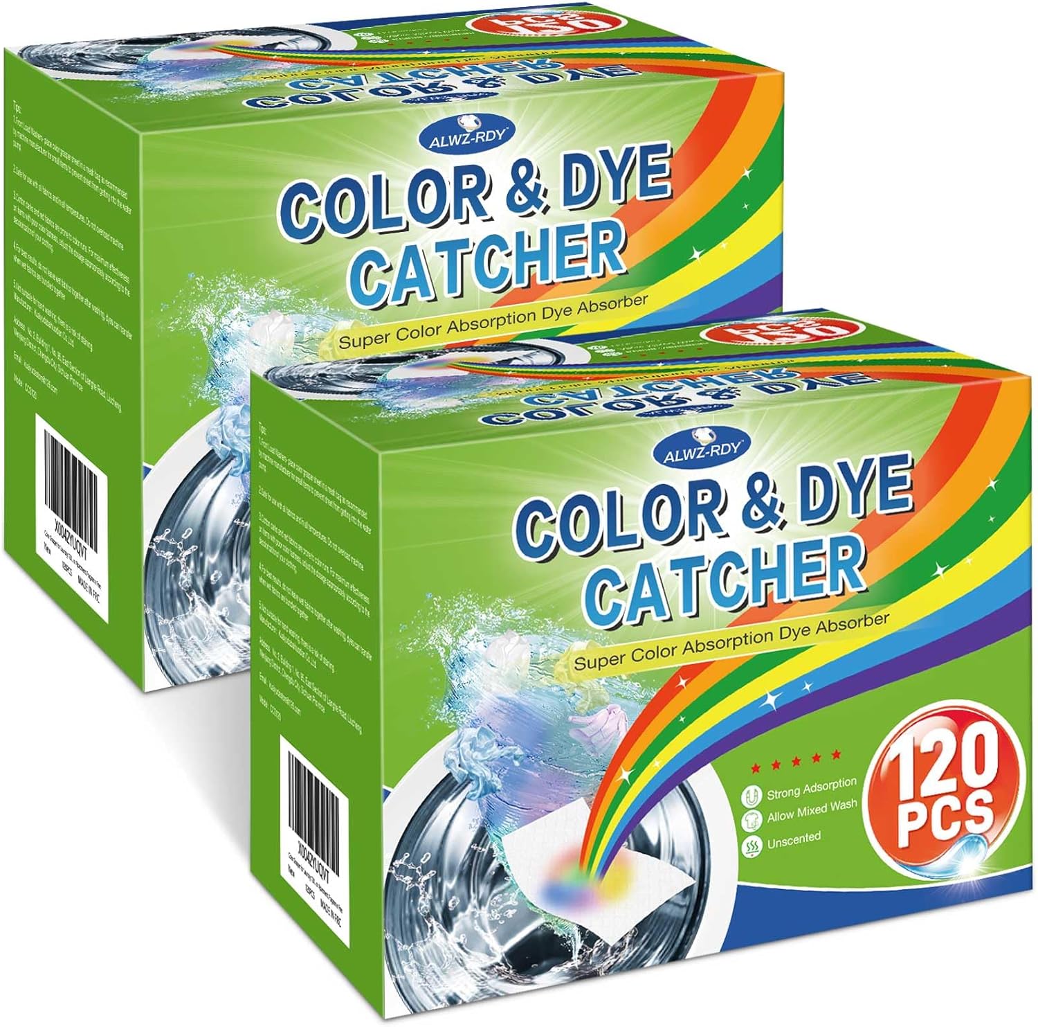 ALWZ-RDY Dye Catchers Laundry 240 count front packaging for color protection.