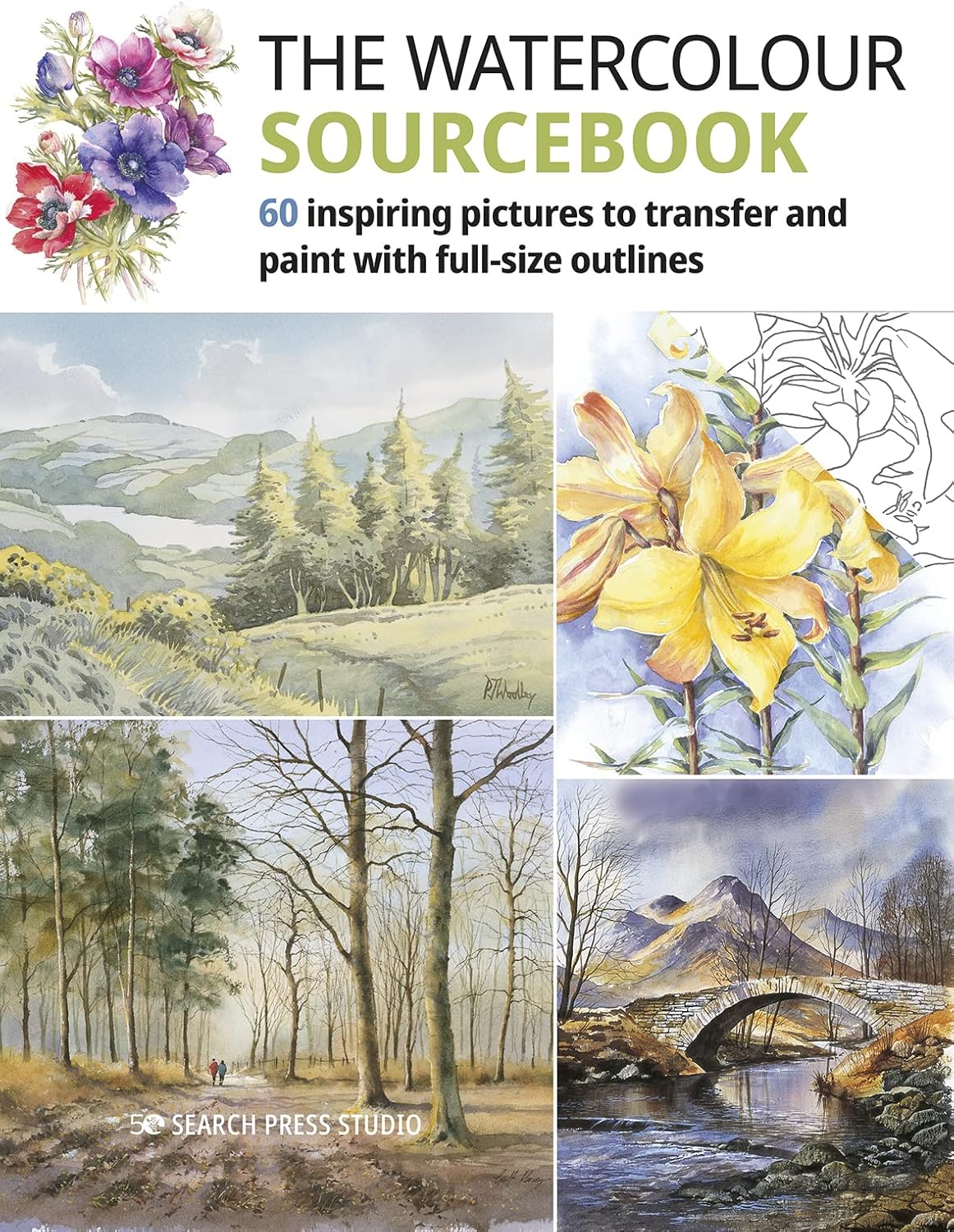 Watercolour Sourcebook, The: 60 inspiring pictures to transfer and paint with full-size outlines (Welcome Back Alice, 2) - Image 1