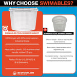 Packaged Swimables pool skimmer basket ready for use.
