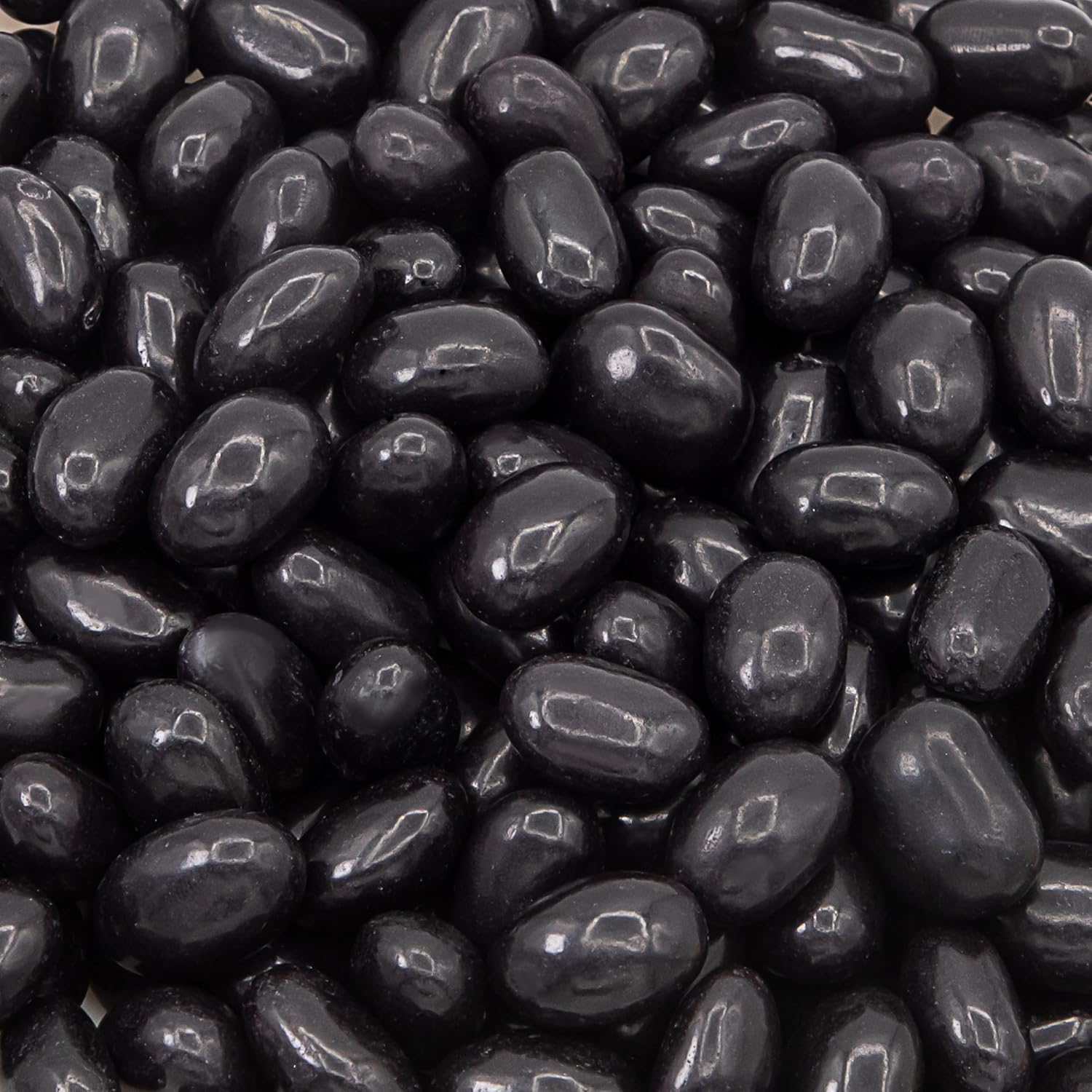 Sunny Island Snacks Black Licorice Jelly Beans front view of the premium imported bag