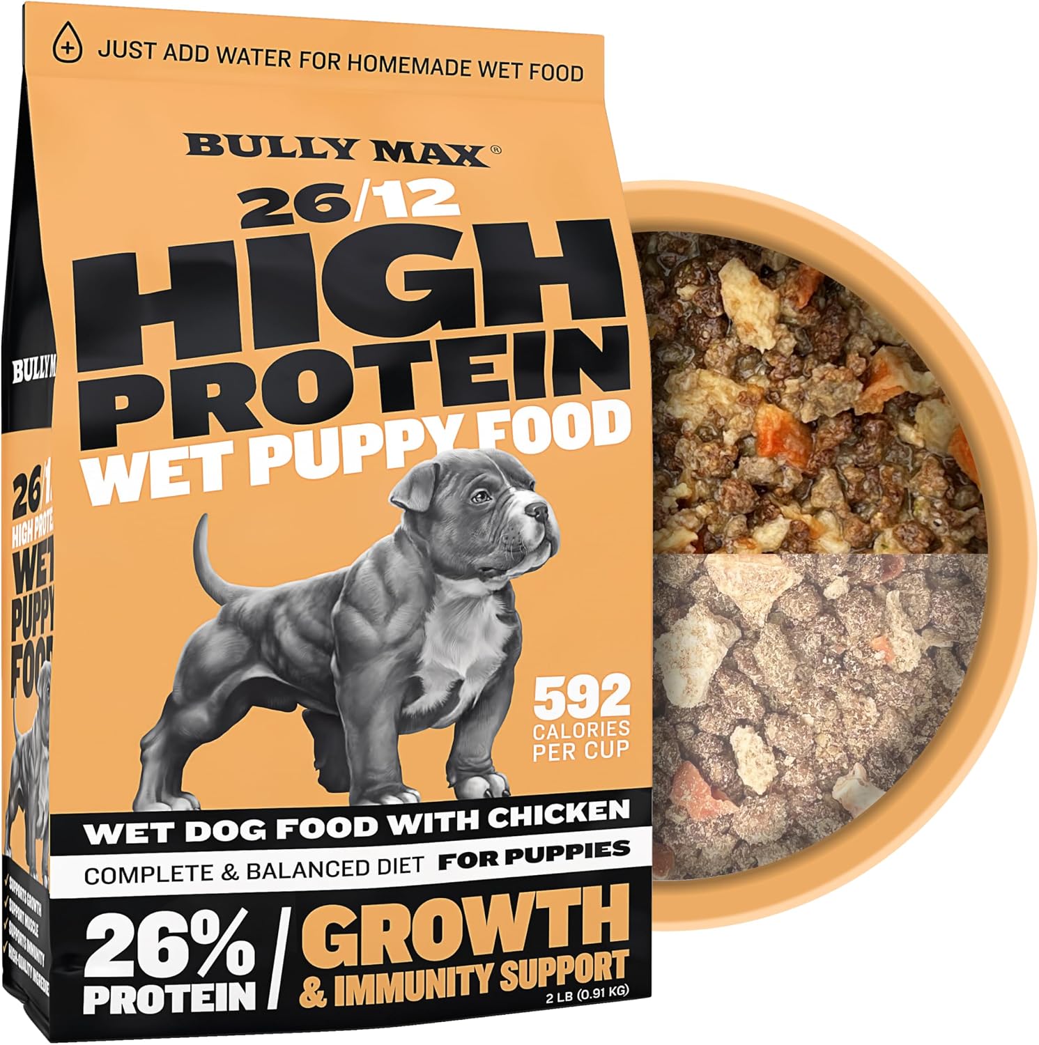 Bully Max high protein dehydrated puppy food 2 pound bag front view