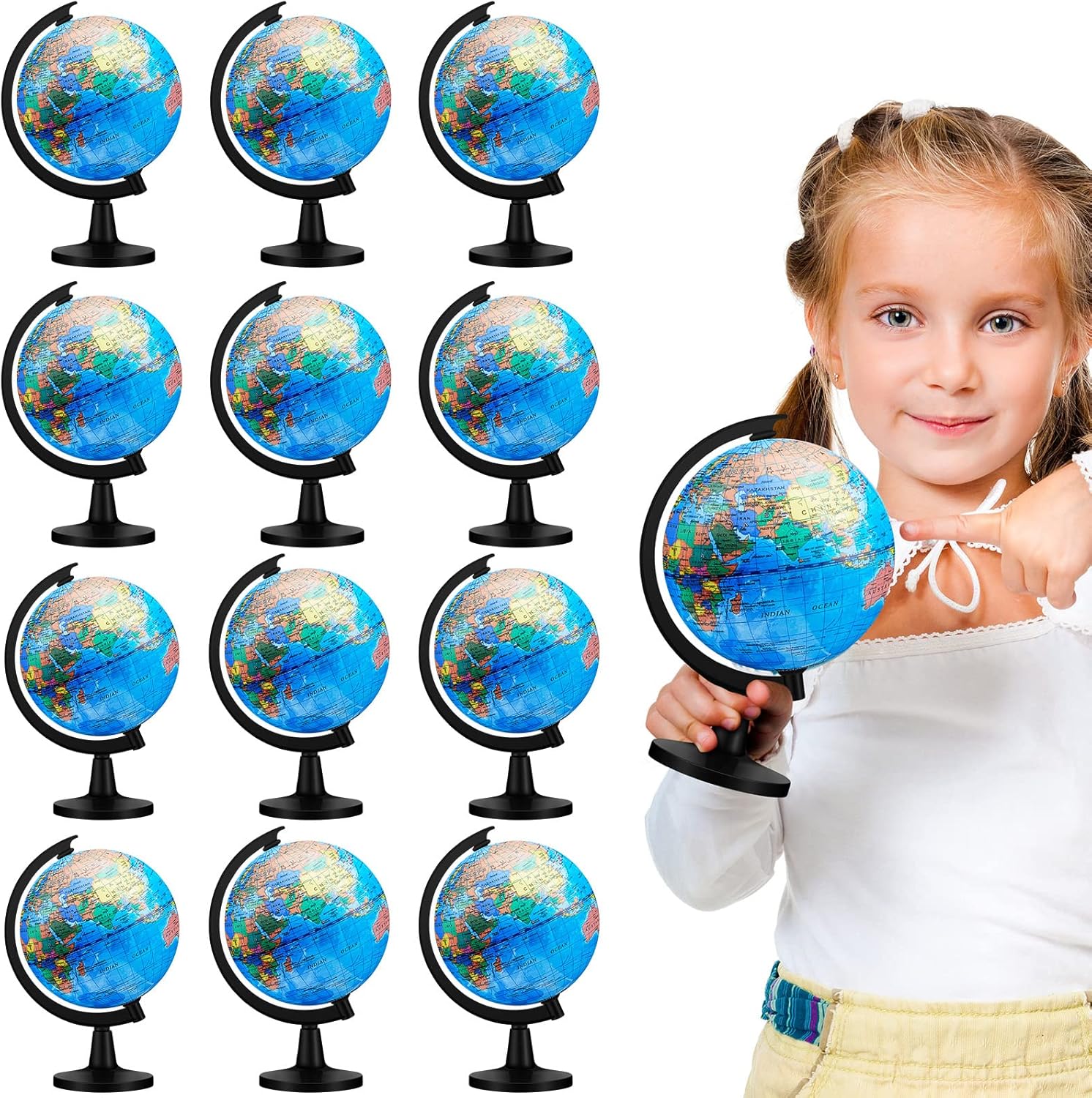 Meooeck 12 piece world globe set front view on table