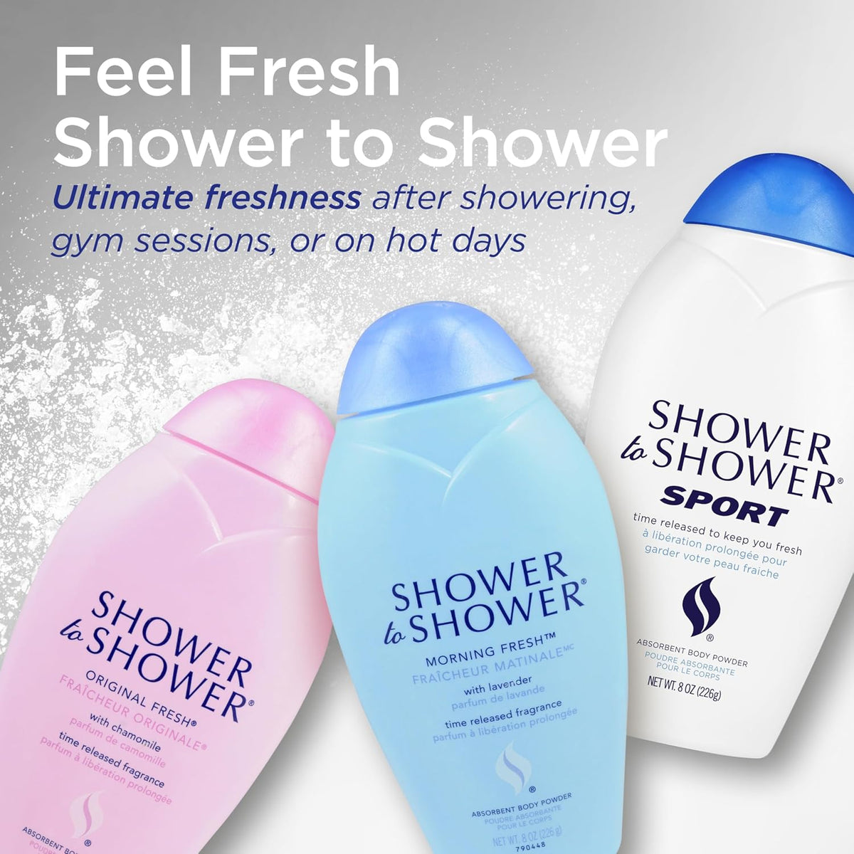 Shower To Shower Original Fresh Powder back view instructions
