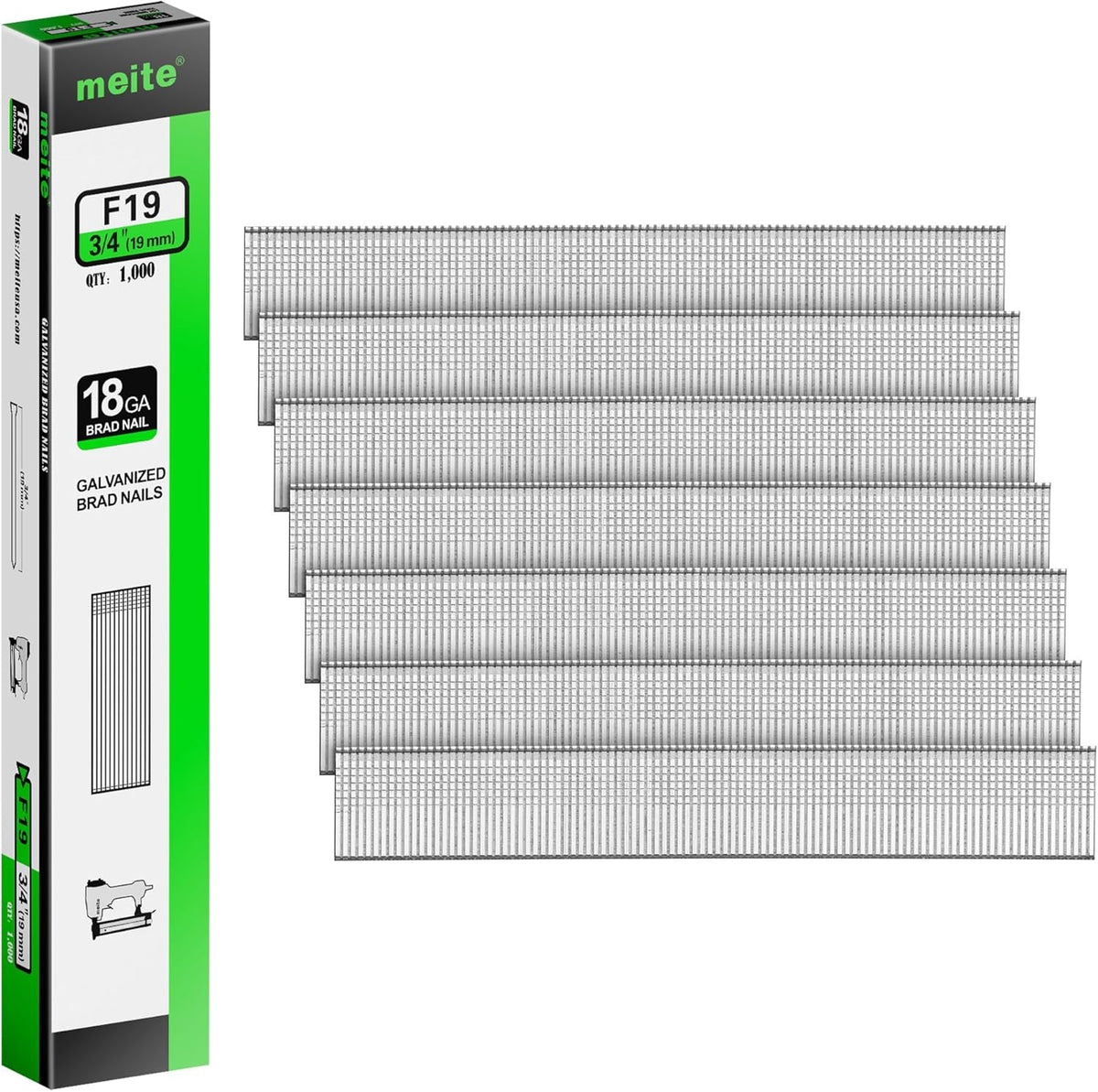 meite 18 Gauge Brad Nails, 1-1/2 Inch 18GA Brad Nails 1,000 Pcs | Galvanized Small Finishing Nail Gun Nails for Pneumatic, Electric Brad Nailer Gun - Image 9