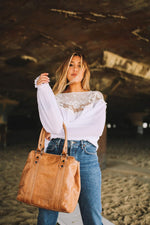 FRYE Melissa Tote interior center zip divider and pockets