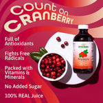 Dynamic Health cranberry juice concentrate bottle with serving suggestions