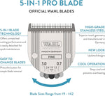 Wahl stainless steel replacement blade showing five adjustable size markings