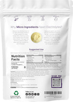 Micro Ingredients electrolyte supplement nutritional facts label