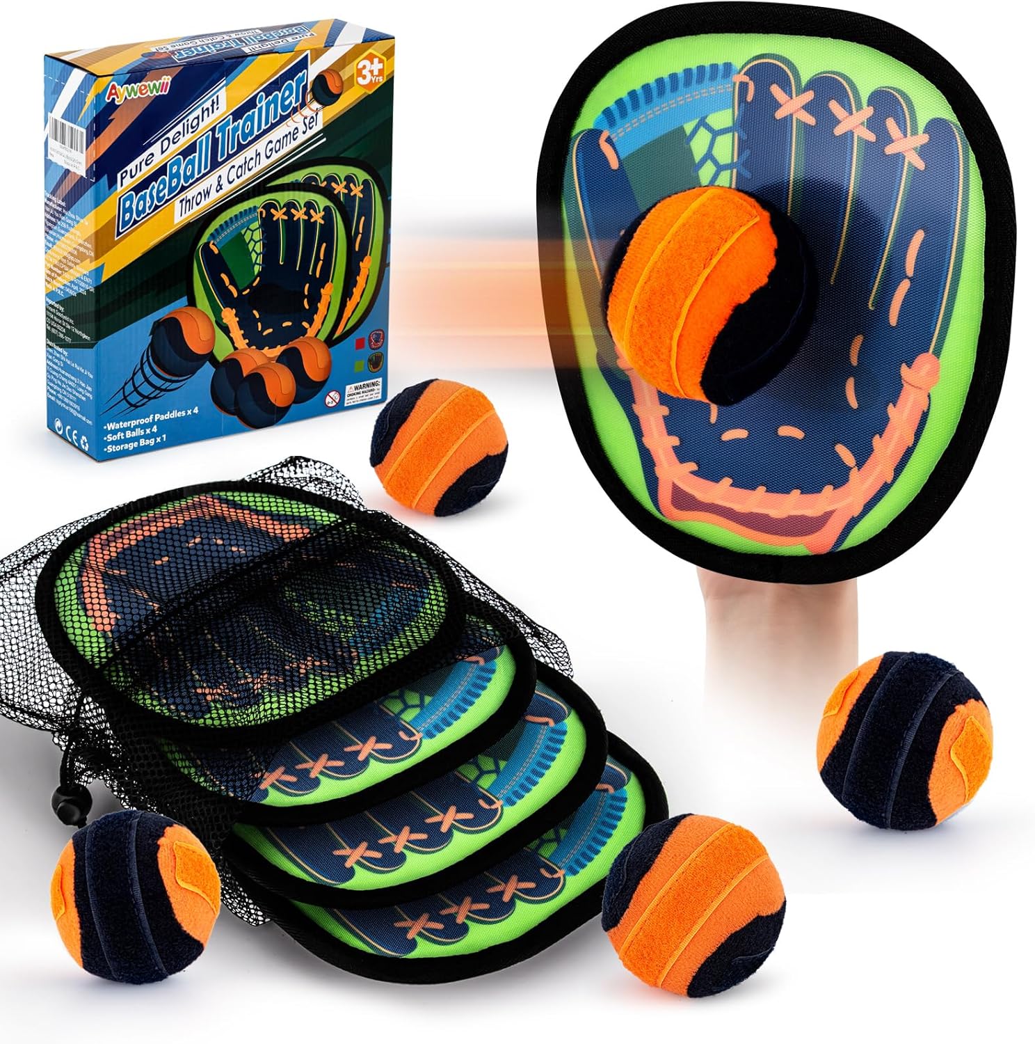 Aywewii toss and catch ball game set front view
