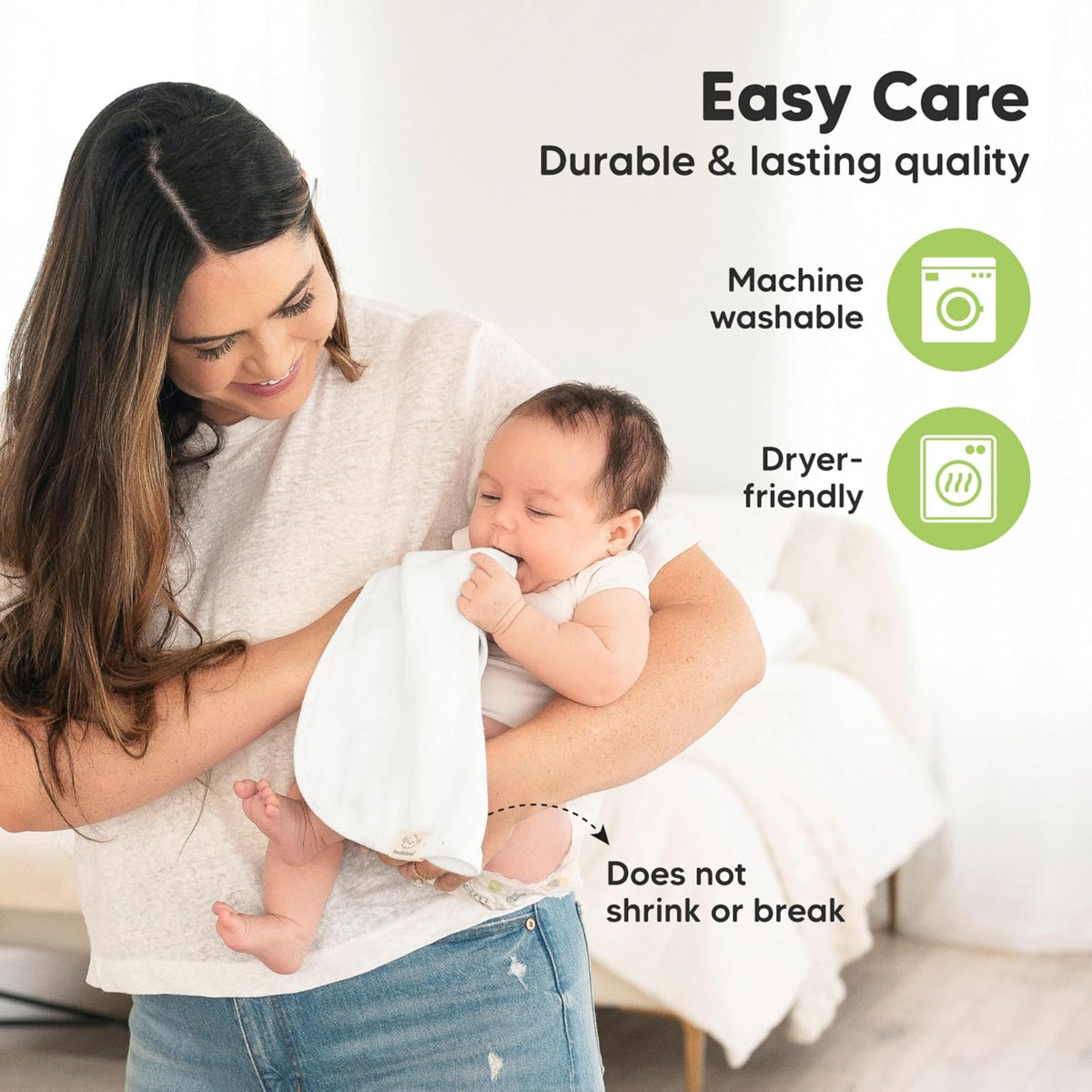 KeaBabies baby burp cloth showing absorbent material performance