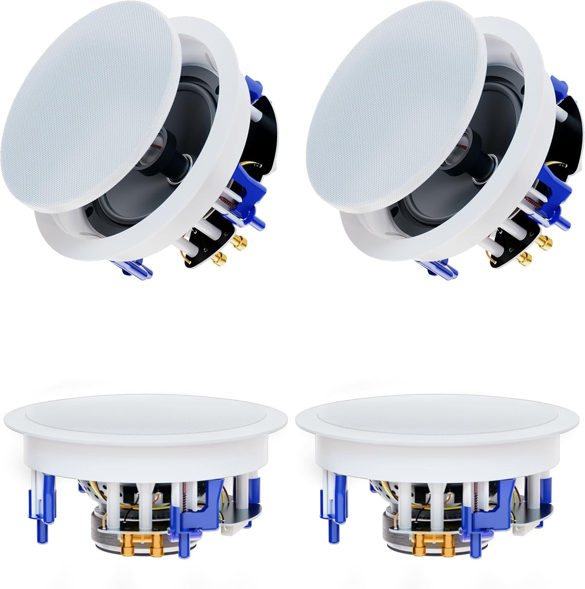 Herdio 6.5'' 640Watts 2-Way Bluetooth Ceiling Speakers Package Great for Home Theater System, Living Room,Office,Flush Mount Wired(4 Speakers) - Image 1