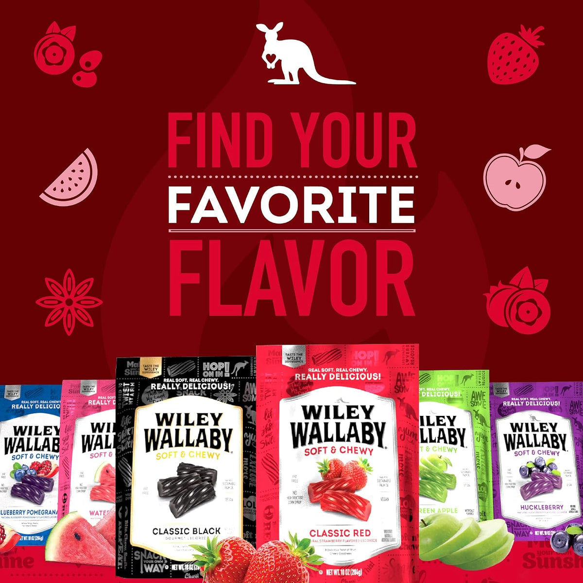 Back label of Wiley Wallaby soft and chewy cinnamon twists showing ingredients and facts.