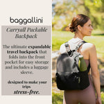Baggallini Carryall Packable Backpack folded into pouch