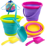 Joyin foldable beach bucket set with shovels and mesh bag front view