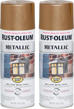 Rust-Oleum copper metallic spray paint label and cap details