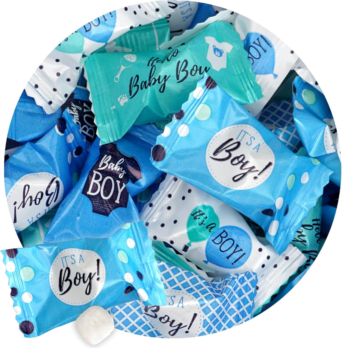 Fun Express wedding buttermints showing the packaging dimensions and bulk volume layout.