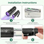 Escolite non slip textured black light mini torch close up view