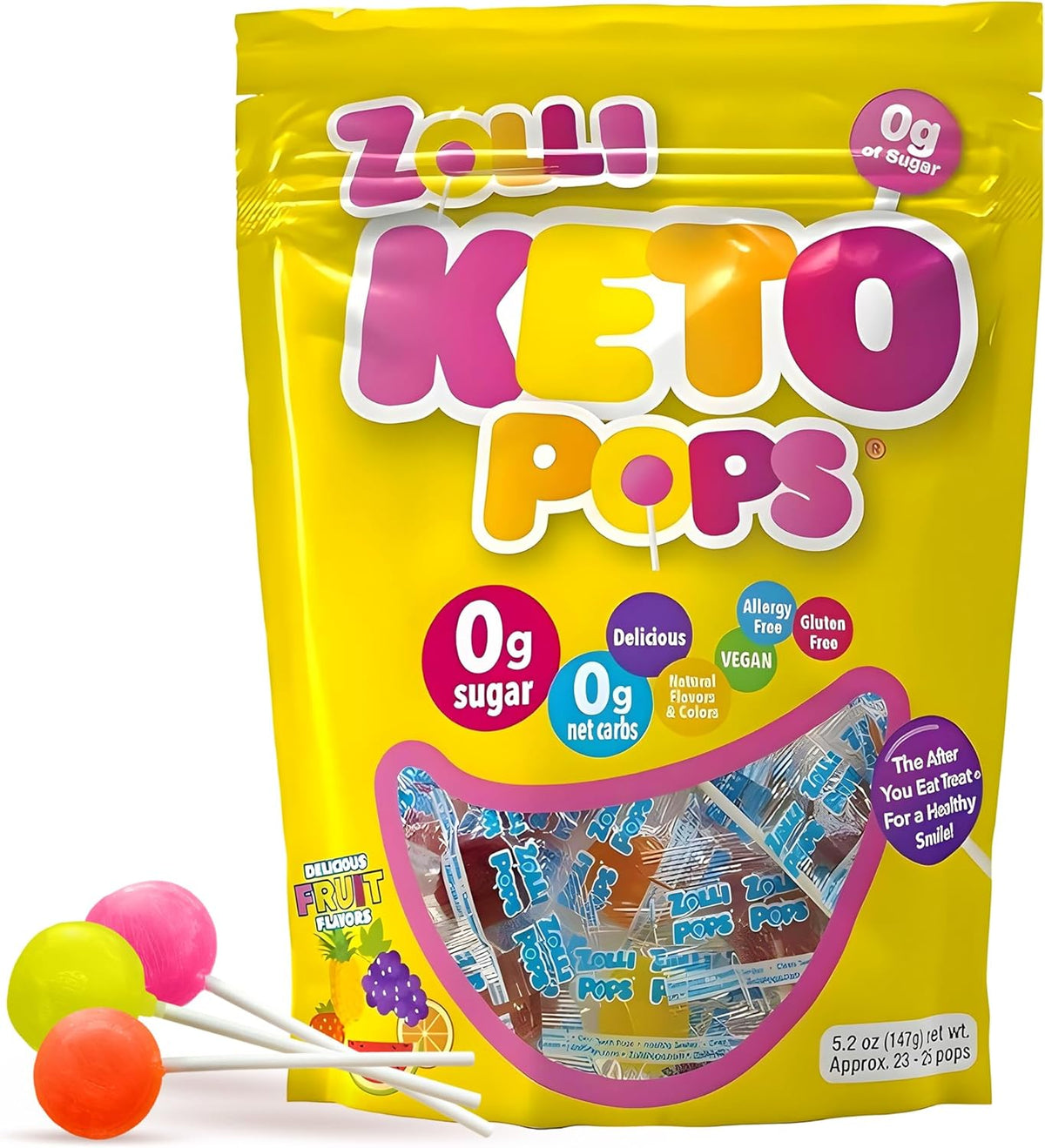 Zollipops Vitamin C Clean Teeth Pops Sugar Free Candy, Dye-Free Lollipops - Keto & Diabetic-Friendly, Dentist-Approved Treats for Kids (Assorted Fruit Flavors, 8 oz) - Image 12