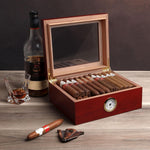Rosewood Finish Exterior Details Of Mantello Cigar Humidor