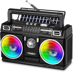 Prunus 750 portable AM FM radio front view with dual speakers
