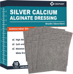 Optiteknik Ag silver calcium alginate wound dressing pads front view pack of ten