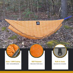 AYAMAYA winter hammock quilt showing ripstop nylon material