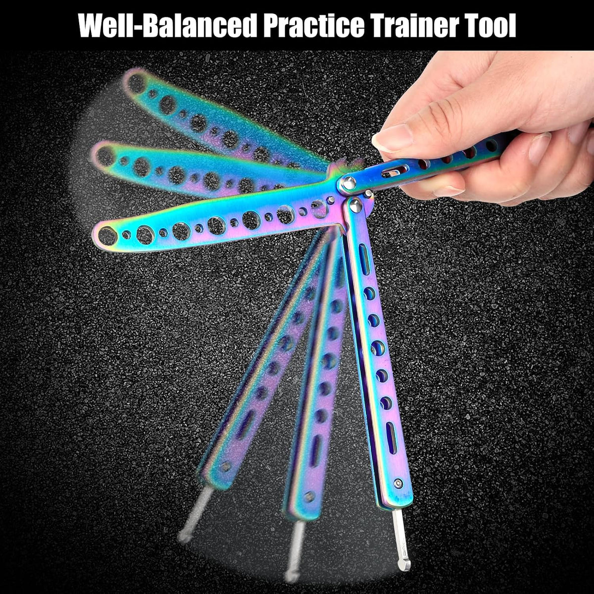 Morden Ms balisong trainer shown with maintenance screws and Allen wrench.