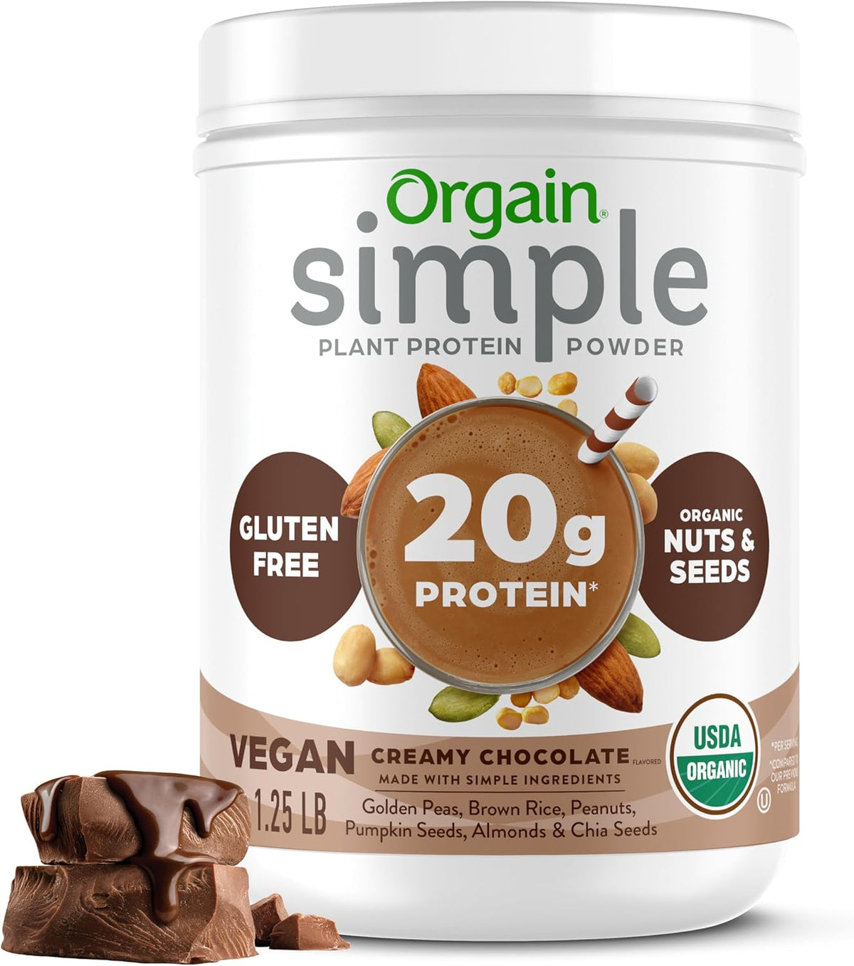 Orgain Creamy Vanilla plant based protein container safely sealed lid