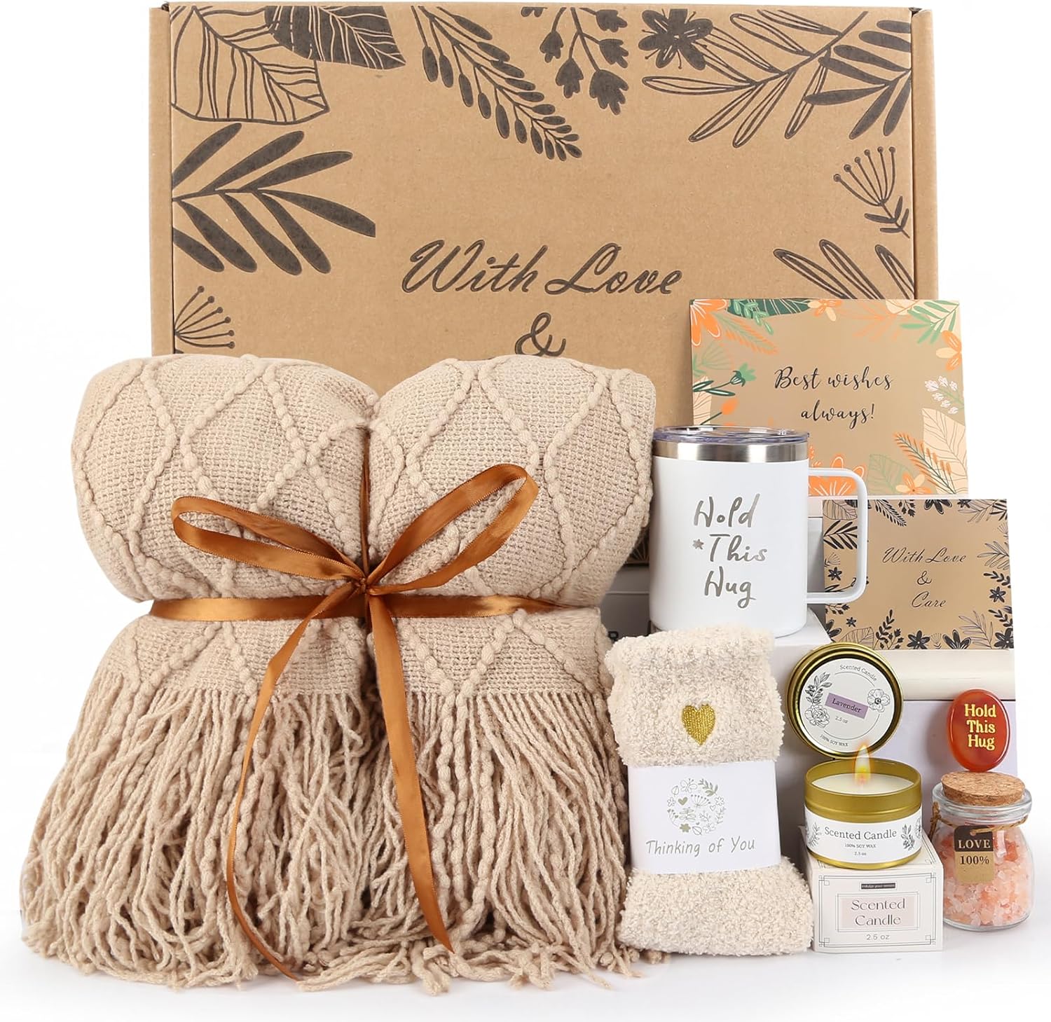 INTHEBAGDesign Get Well Soon Gift Basket front view showcasing curated earth tone self care products