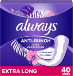 Always Anti-Bunch Xtra Protection Daily Liners front packaging 40 count pack