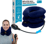 SLANA inflatable neck traction device front view with hand pump