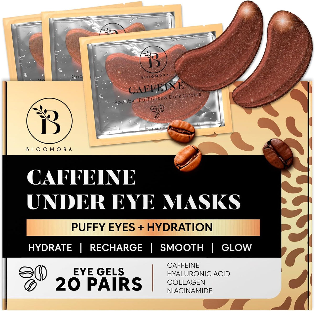 BLOOMORA Retinol & Collagen Under Eye Patches (20 Pairs) - Dark Circles & Puffy Eyes Care - Eye Care Mask for Puffiness, Fine Lines, and Wrinkles - Image 9