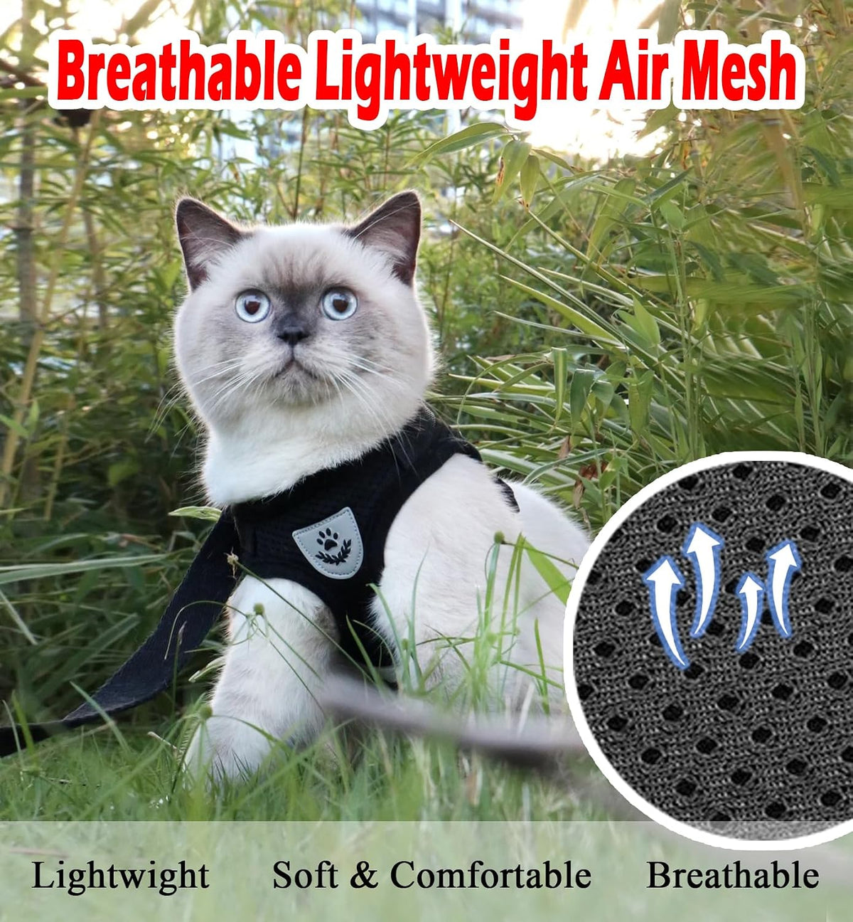 GAUTERF adjustable soft mesh puppy vest harness reflective strips details