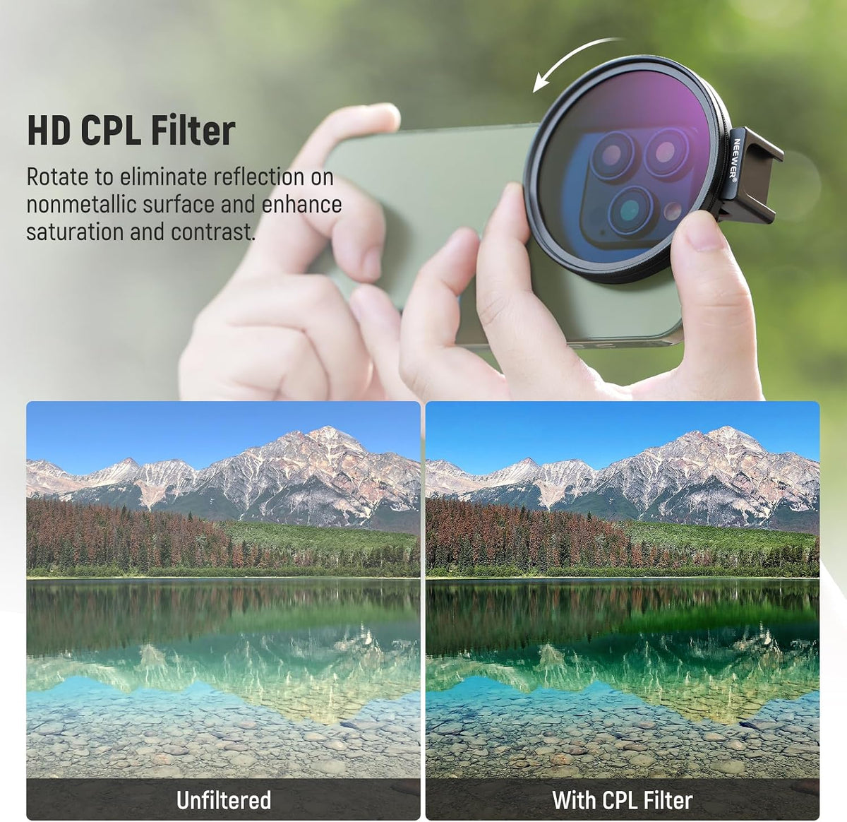 Neewer phone lens clip attached to smartphone