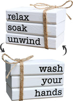 LIVDUCOT Farmhouse Mini Bathroom Sign placed on a toilet tank top